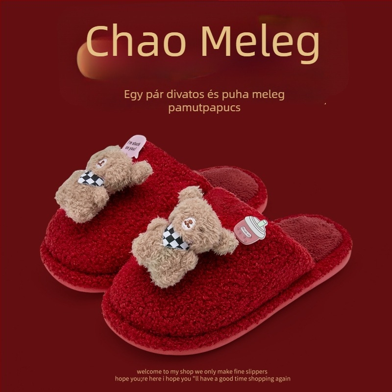 Denim felsőrésszel készült otthoni papucs, PVC talppal, meleg, Toe Cap dizájn