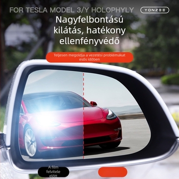 Autó visszapillantó tükör védőfilm — vízálló, nano párásodás elleni bevonattal, kompatibilis Tesla Model 3/Y