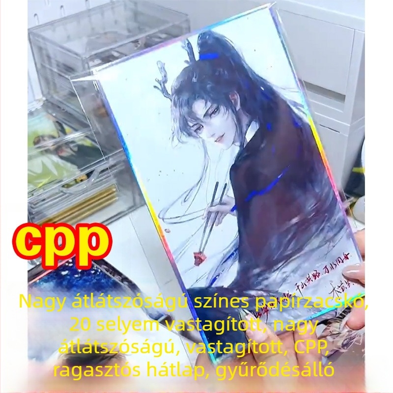 CPP anyagú védő taska képeslapokhoz és fényképekhez, önzáró kártyatartó album, Polaroidhoz álló tok