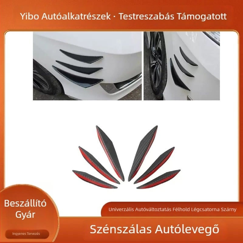 Szénszálas ívelt szélkés autóhoz, univerzális illesztés, ütközésvédelmi kiegészítő, márka Yibo