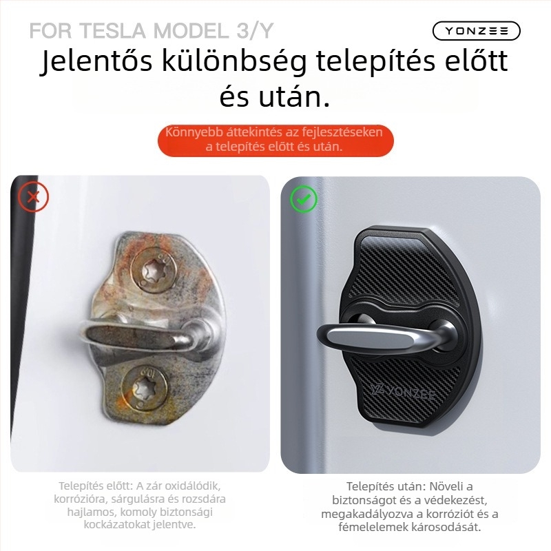 Tesla Model 3/Y/YL ajtózárfedél szilikon csillapító alátéttel (YZ márka)