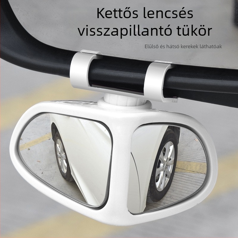 Kör alakú autó segédtükör, 360°-os kettős látószög a holttérhez