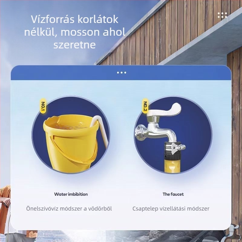 Autómosó gép, 1300 W, 220 V, modell Q4, tartomány nyomás 2,5–25 MPa, magasnyomás cső 5 m, vízellátó cső 7 m