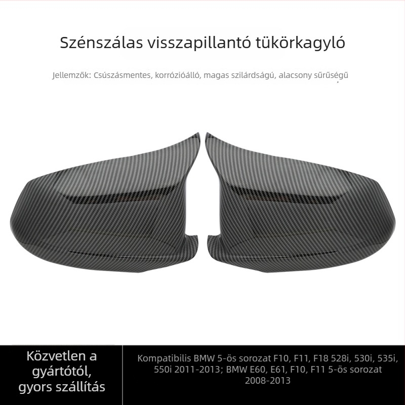 CDCP BMW F10 11-13 hátsó tükrö burkolat, ABS, karbon textúra