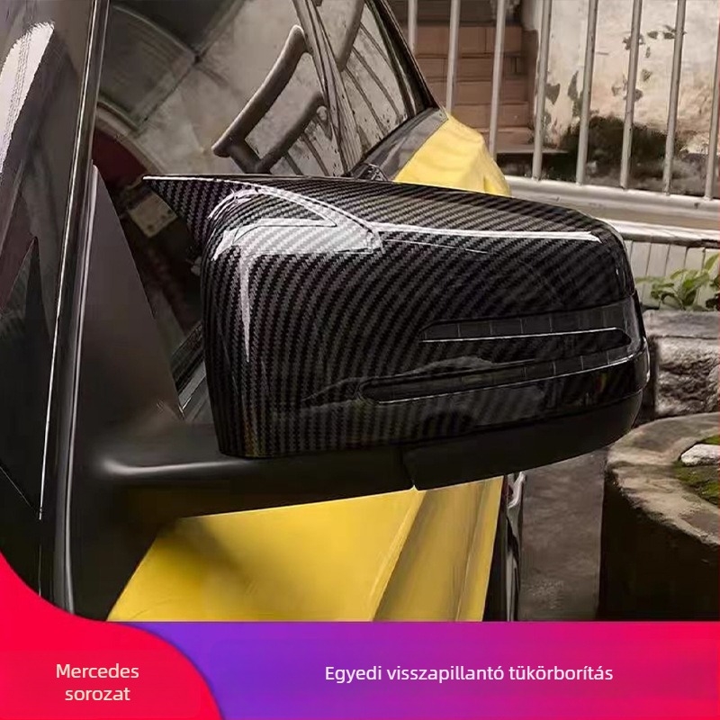 Bikakürt alakú tükrőfedél Mercedes-Benz CLA (2012-2017), ABS, pian fekete karbon mintázat