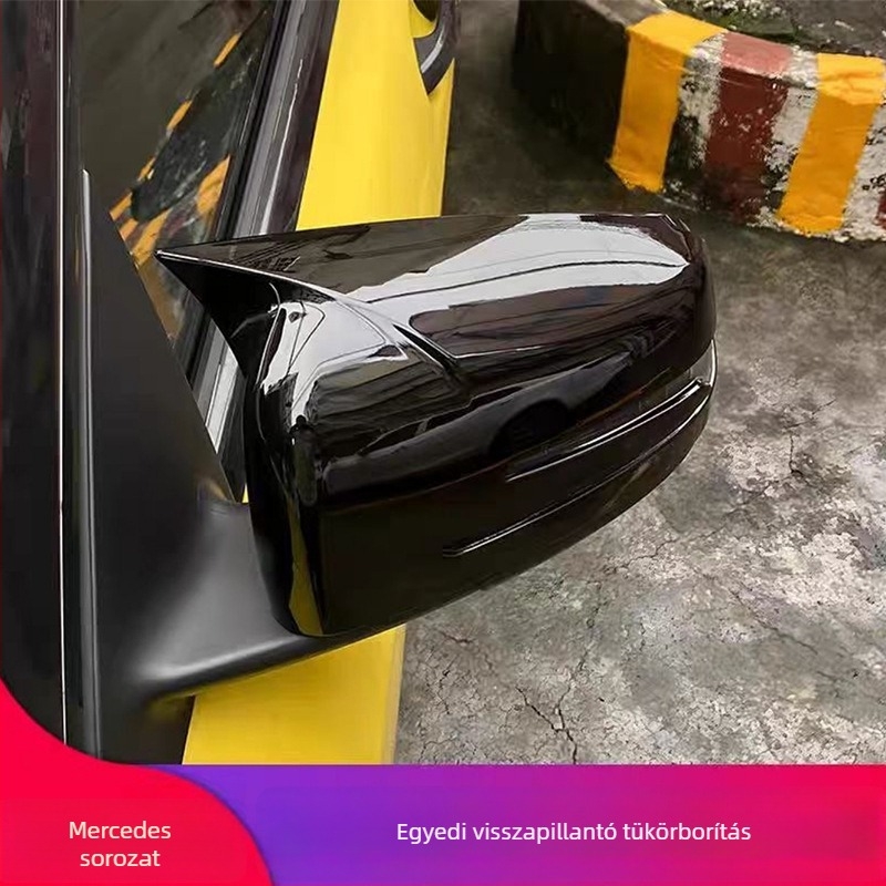 Bikakürt alakú tükrőfedél Mercedes-Benz CLA (2012-2017), ABS, pian fekete karbon mintázat