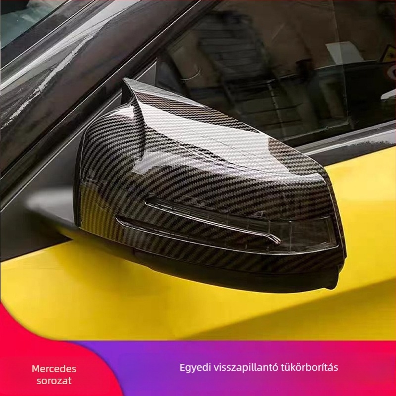 Bikakürt alakú tükrőfedél Mercedes-Benz CLA (2012-2017), ABS, pian fekete karbon mintázat