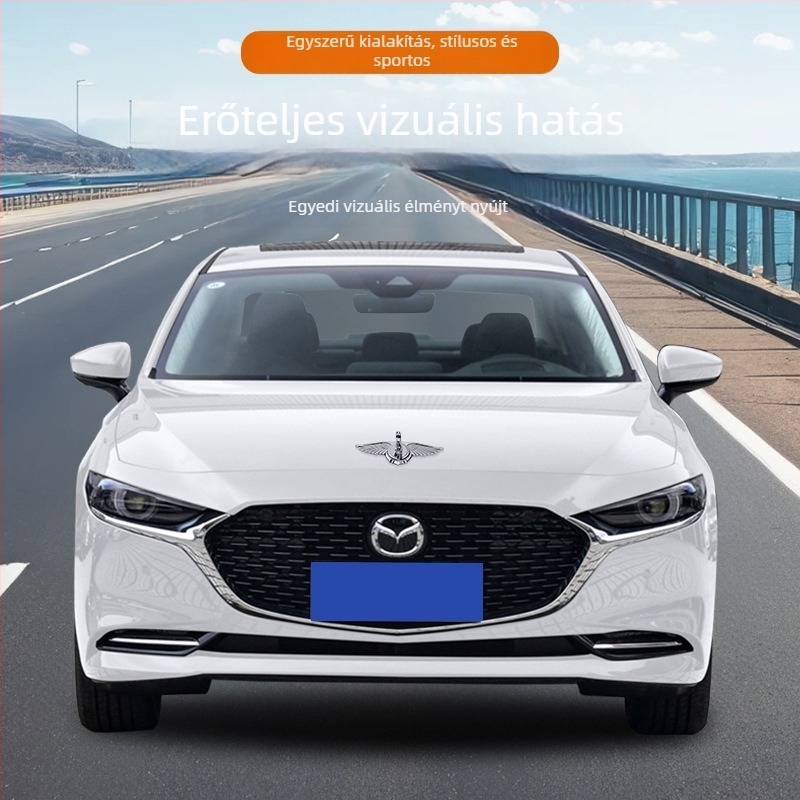 Cinkötvözetből készült motorháztető-embléma - 3D lófej, függőleges jelvény, öntapadó autólogó