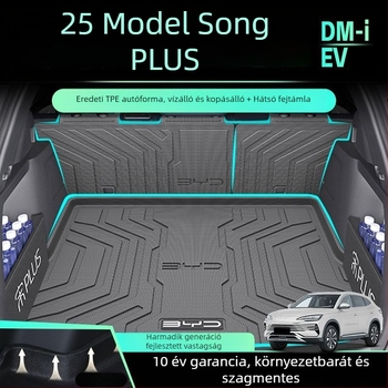BYD Song Plus DM-i csomagtartó szőnyeg, 25 Plus verzió, peremmel, TPE anyagú autóalkatrész