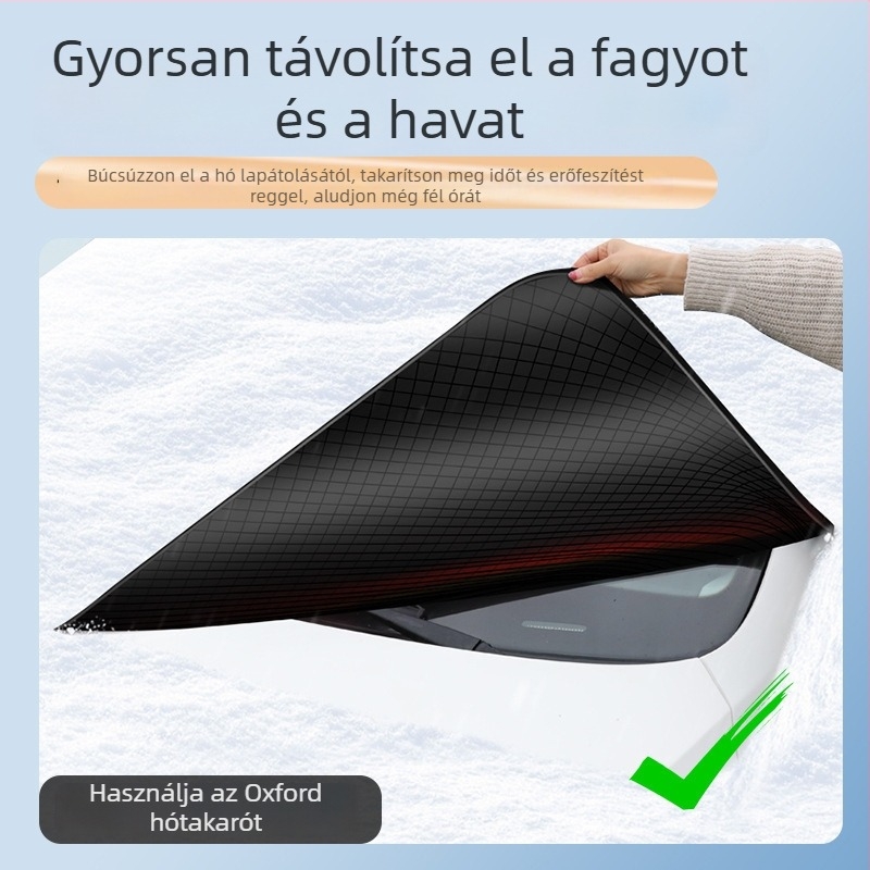 Oxford anyagú első szélvédő hóvédő takaró, téli félfedő, fagyvédelmi és hóálló funkcióval, napvédő