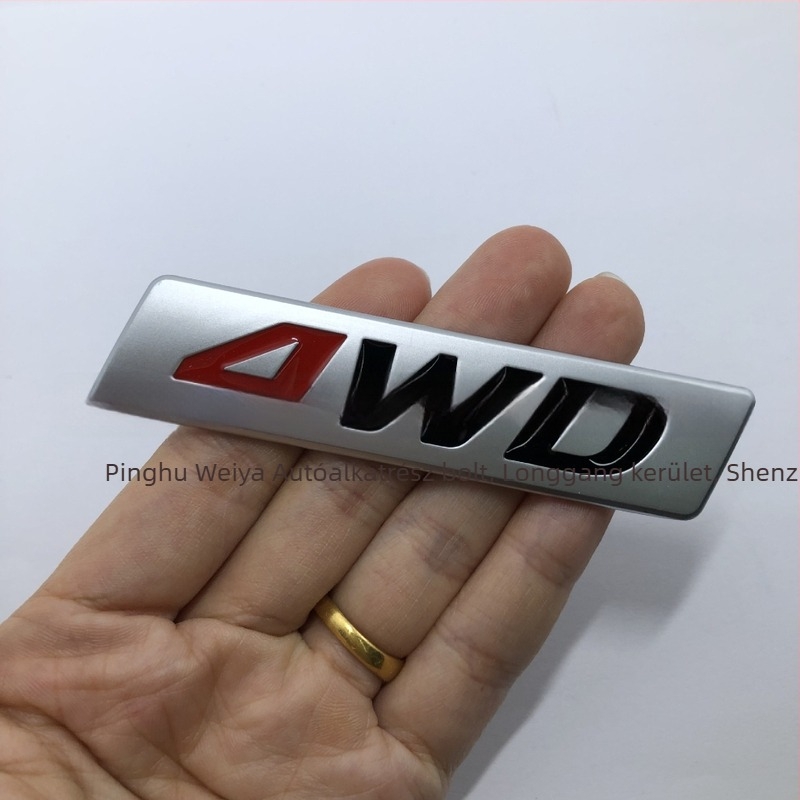 4WD matt fém jelvény a jármű karosszériájához, cinkötvözet, erős tapadás