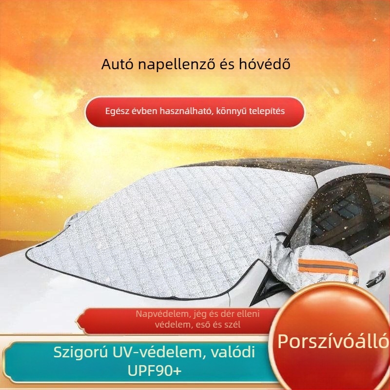 Autó szélvédő hóvédő takaró – alumíniumfóliából, univerzális illeszkedés, testreszabható, márka Qingxiang