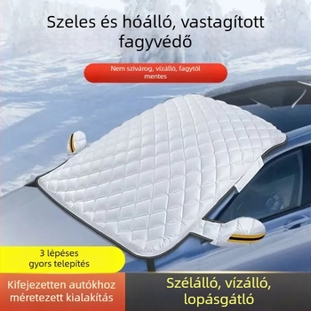 Univerzális szélvédő hóvédő takaró autóhoz, alumíniumfóliából, vastagított kialakítás, beépített telepítés, nappal és fagy elleni védelem