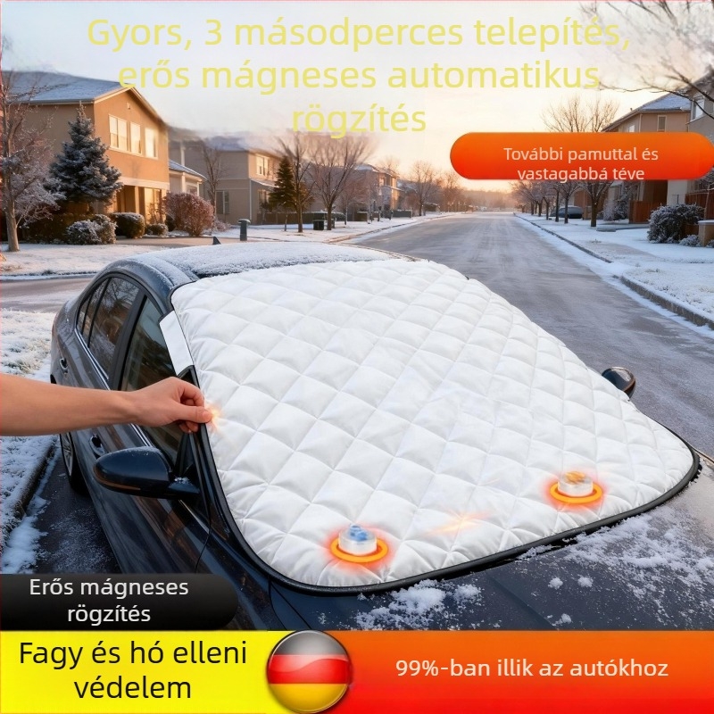 Univerzális szélvédő hóvédő takaró autóhoz, alumíniumfóliából, vastagított kialakítás, beépített telepítés, nappal és fagy elleni védelem