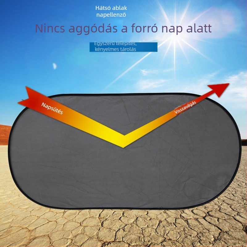 Autó napszűrő hátsó ablakhoz, vákuumos típusú, hálós anyag, hőszigetelés, univerzális, rácsos mintázat
