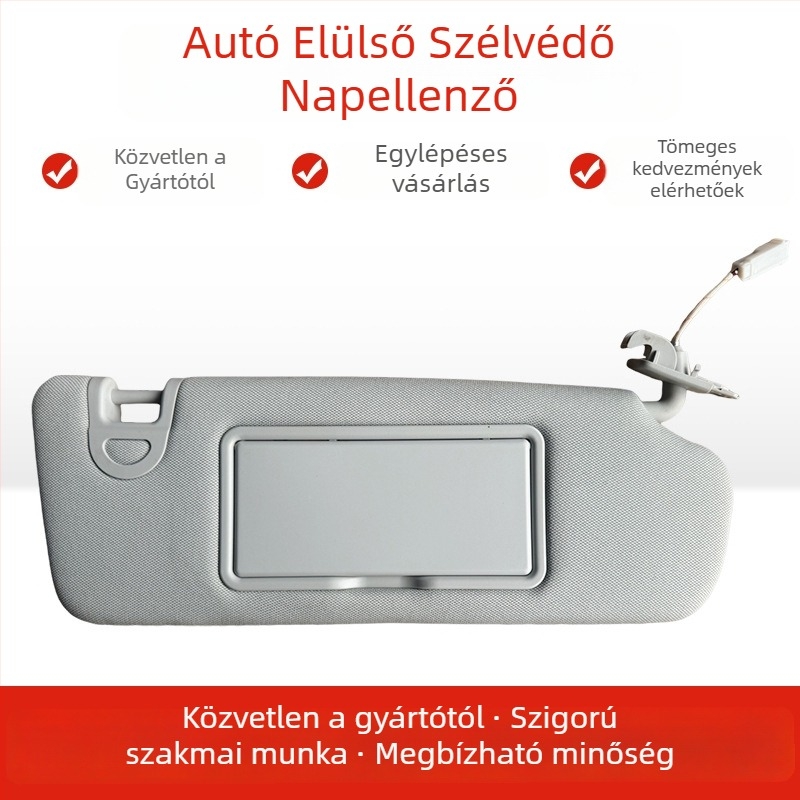Autó első napellenző smink-tükrökkel Zhongtai SR7-hez (PVC anyag, kártya-beillesztéses szerelés, UV védelem)