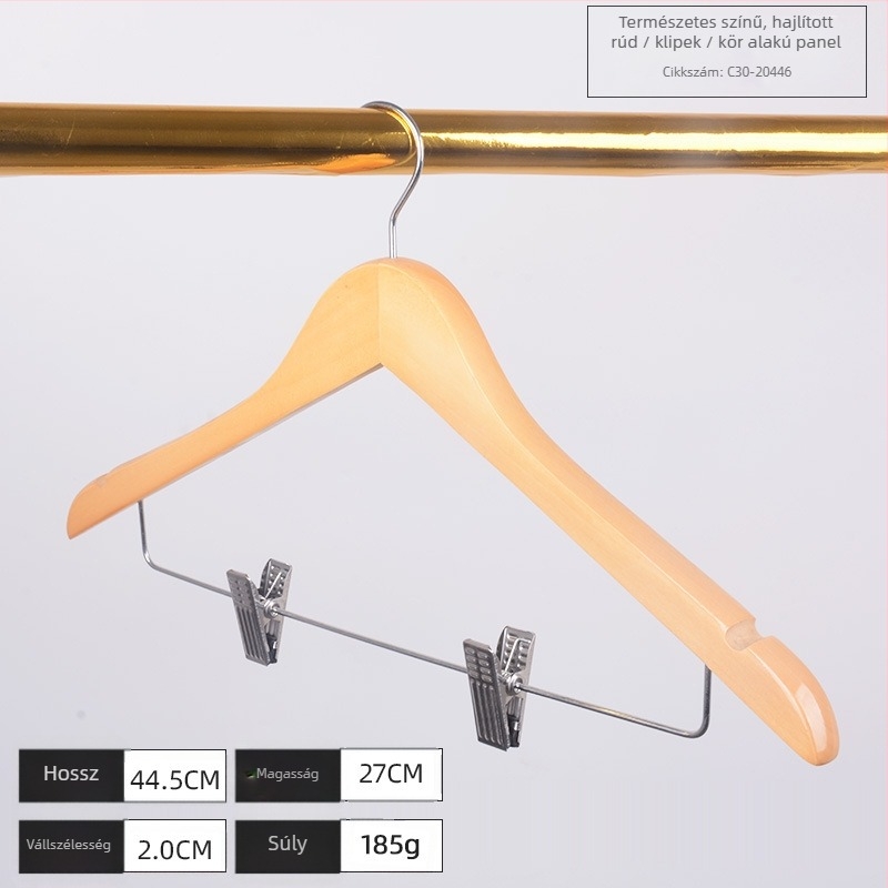 Fa ruhakasztó, Új kínai stílus, ruhákra, nadrágokra és nyakkendőkre alkalmas, testreszabható, 2022 tavaszi bevezetés, 100 darabos doboz