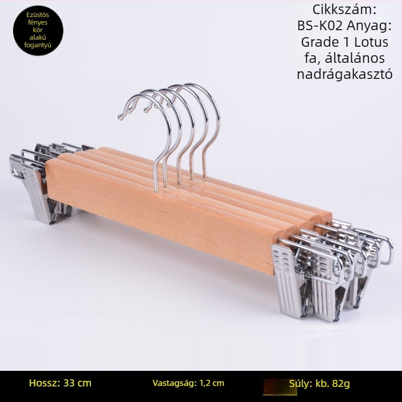 Fa ruhakasztó, Új kínai stílus, ruhákra, nadrágokra és nyakkendőkre alkalmas, testreszabható, 2022 tavaszi bevezetés, 100 darabos doboz