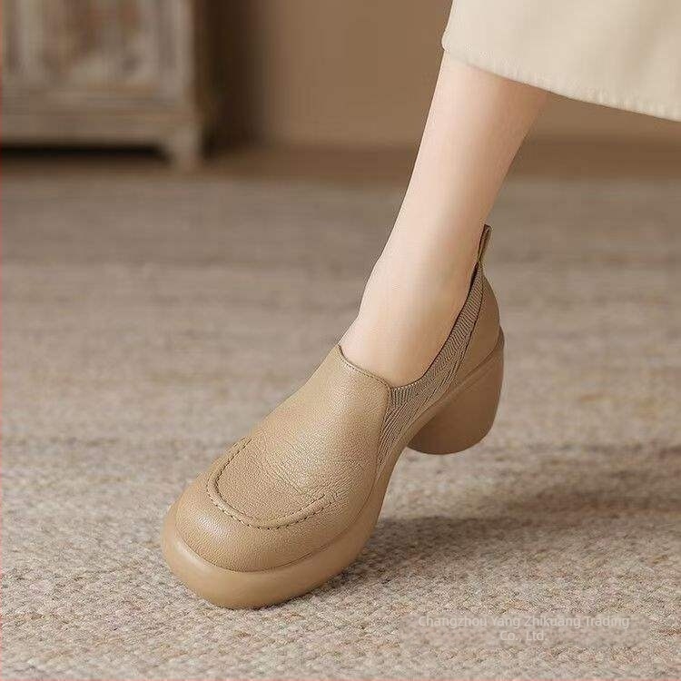 Női Mary Jane lapos cipő, kötött felsőrész és bőr panelokkal, slip-on záródás, alacsony sarok, habgumiból készült talp