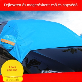 Universális első ablaktakaró autóhoz, hó és fagy elleni védelem – mágneses rögzítés, többrétegű alumínium fólia (egy-/kettős vagy háromrétegű) három ablakkal, Oxford quilt stílusú vászon, minimalist stílus