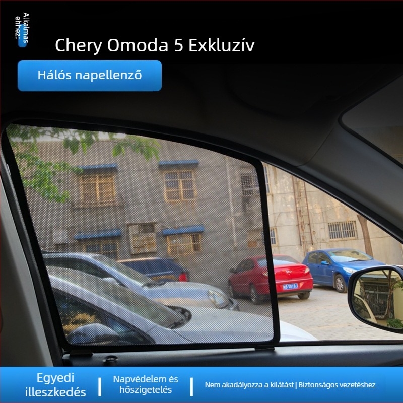 Mágneses napvédő háló autóhoz, Chery EUDA5 modellhez, védelem az UV-sugárzás ellen és hőszigetelés az ablakokon