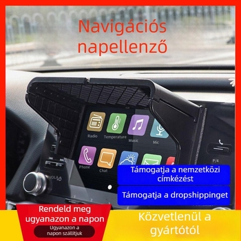 Autó GPS napellenző, anti‑reflektív kijelzővel hátramenethez, teleszkópos rögzítés, univerzális kompatibilitás