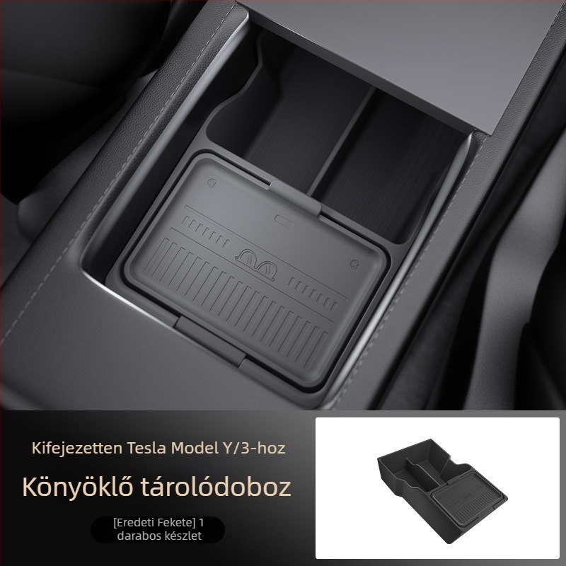 Szilikon karfiók szervező Tesla Model Y-hoz – belső tároló kiegészítő