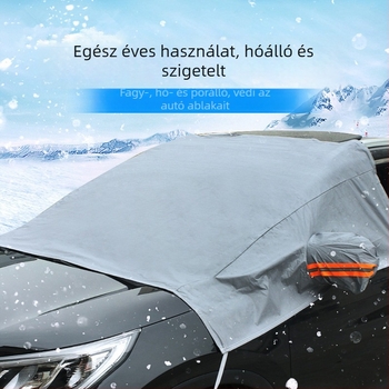Autó első szélvédő takaró UV-védelémmel, téli hóvédő és fagy elleni védelem, fél autóvédő, PEVA
