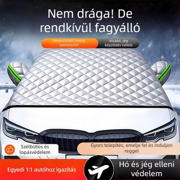 Univerzális autó szélvédővédő - alumínium fólia, dupla rétegű, snap-in rögzítés, rácsos mintázat