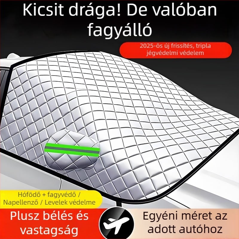 Univerzális autó szélvédővédő - alumínium fólia, dupla rétegű, snap-in rögzítés, rácsos mintázat