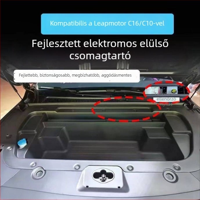 Leapmotor C10/C16 elektromos verzióhoz előre csomagtartó tároló doboz – all-in-one módosító készlet, műanyagból, logónyomtatás lehetséges, testre szabható