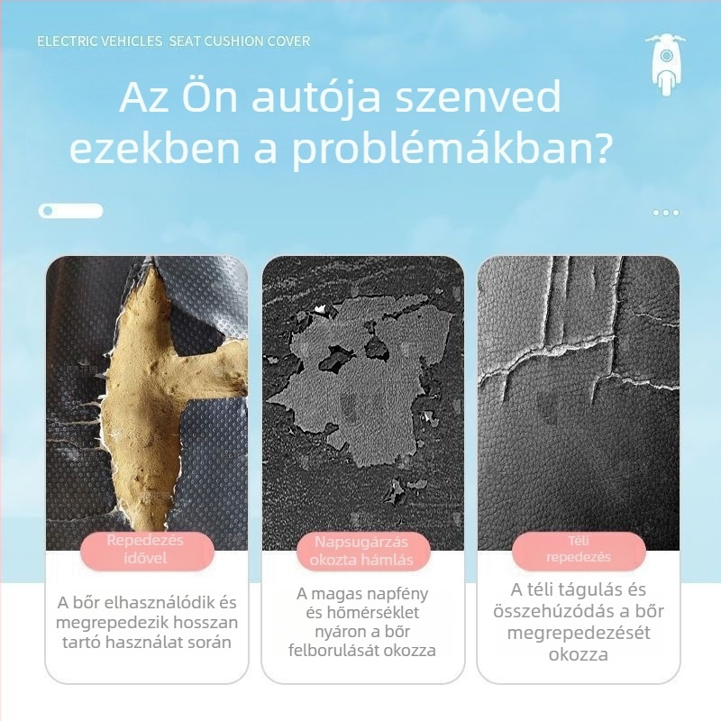 Bőr ülésvédő elektromos járművekhez, minden évszakra univerzális, vízálló, UV-védett, hőszigetelő és légáteresztő