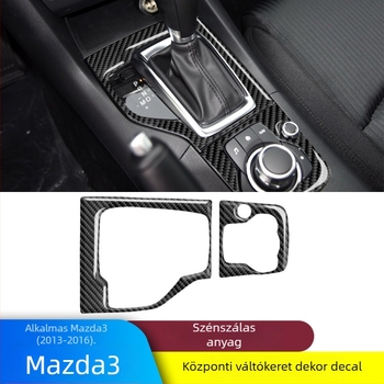 Mazda 3 belső tér dekoráció – valódi szénszálas + epoxigyanta, modell XGM-5544, középkonzol váltókar dekoráció