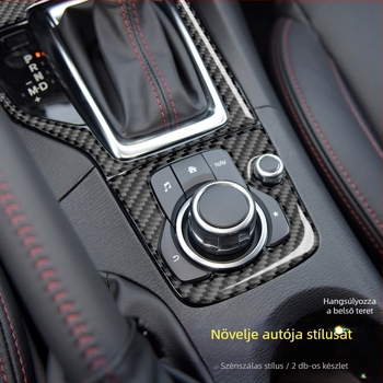 Mazda 3 belső tér dekoráció – valódi szénszálas + epoxigyanta, modell XGM-5544, középkonzol váltókar dekoráció