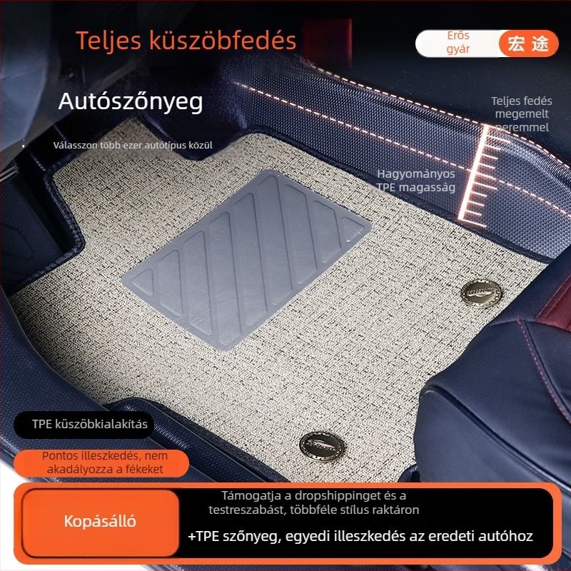TPE autópadló szőnyegek küszöbvédővel, kopásálló, dupla rétegű, teljes lefedettség, sedanhoz