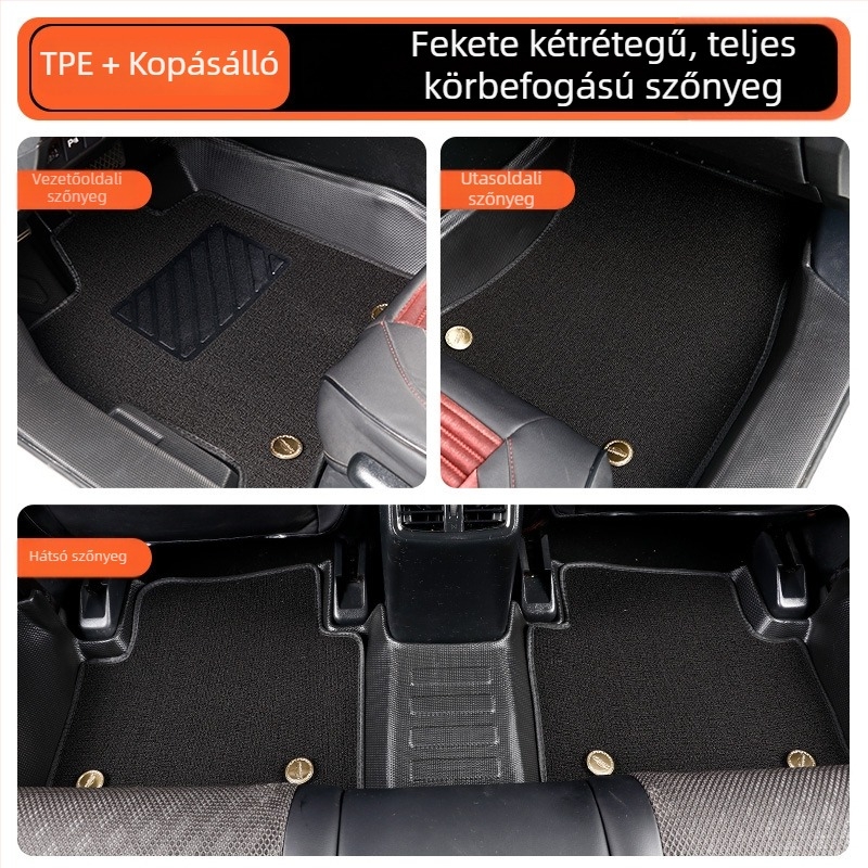 TPE autópadló szőnyegek küszöbvédővel, kopásálló, dupla rétegű, teljes lefedettség, sedanhoz