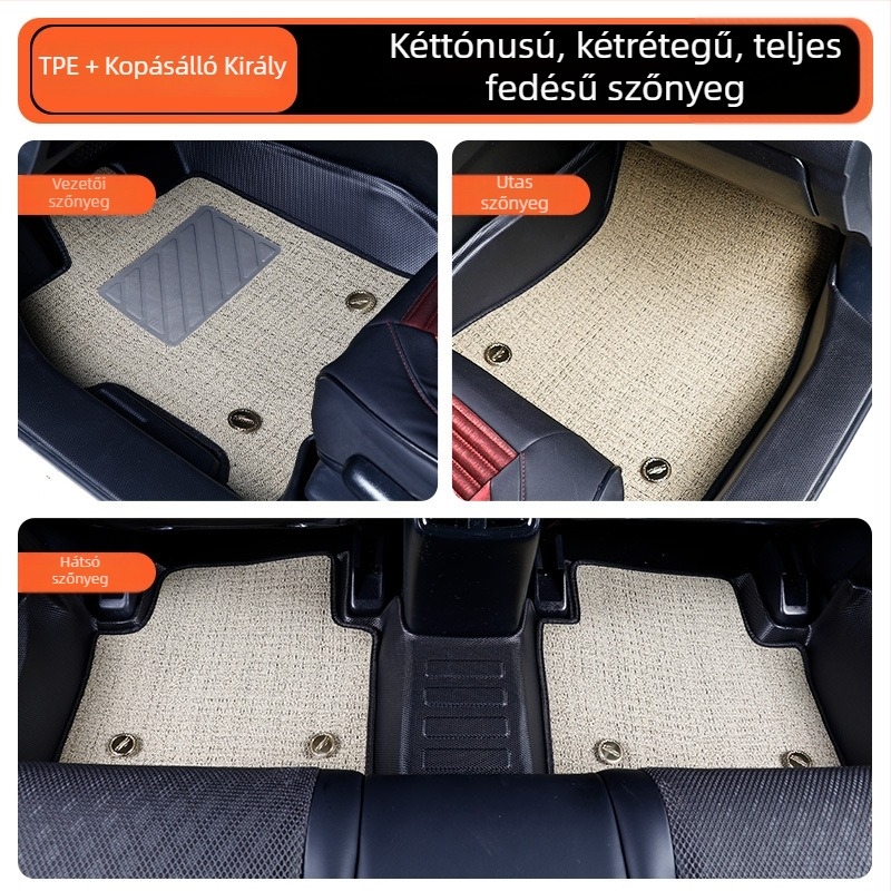 TPE autópadló szőnyegek küszöbvédővel, kopásálló, dupla rétegű, teljes lefedettség, sedanhoz