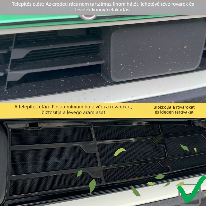 BYD Dolphin első lökhárító védőháló, rovarvédelmi középső rács, intelligens vezetési verzió, ABS keret, telepítés szétszerelés nélkül, kompatibilis 25 Dolphin változattal