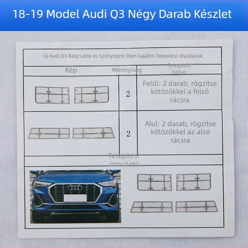 Pastoral Wind Autó víztartály háló, rozsdamentes acél, modell 4565, Audi számára, rovarvédelmi háló