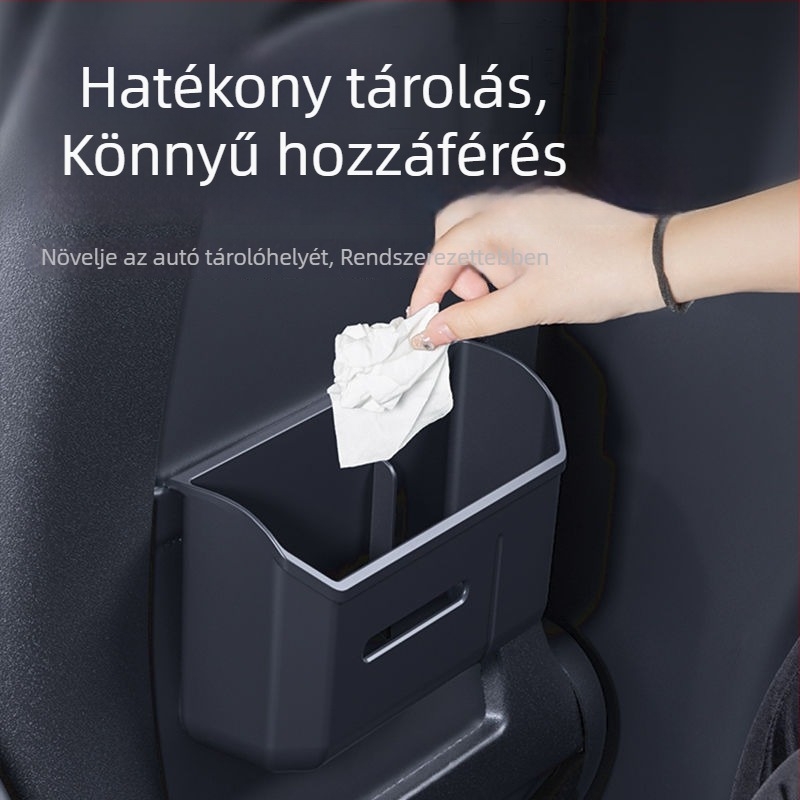 Műanyag autós szemetes Tesla Model Y/3-hoz — hátsó üléshez tartozó tárolórekesz, modell 09, testreszabás nélküli