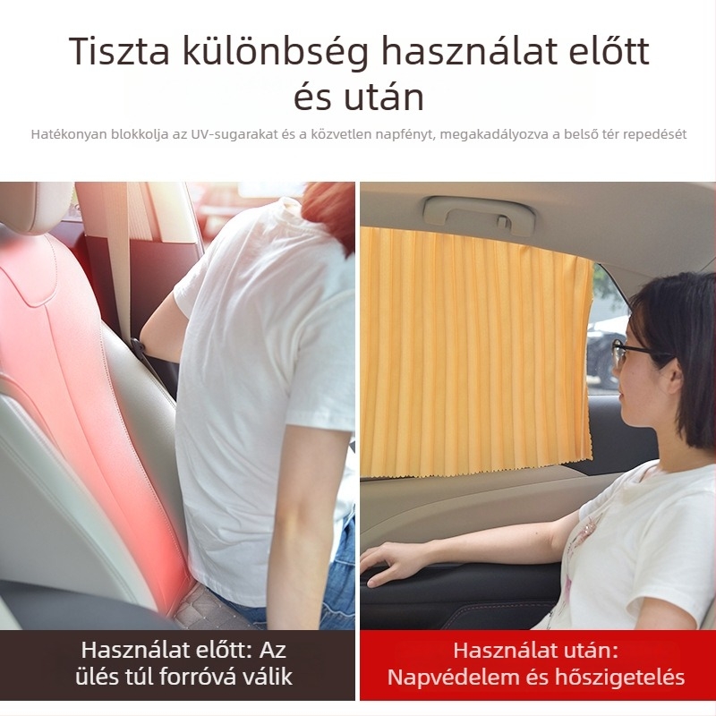 Autóhoz készült mágneses sínnel ellátott napvédő árnyékoló függöny, ablakfüggöny, napvédelem és hőszigetelés, univerzális oldalsó pajzs