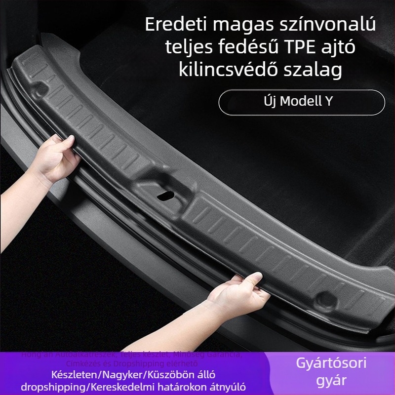 Tesla Model Y3 csomagtérajtó küszöbvédő csík - PP anyag, ragasztós szerelés, oldalsó alkatrészekhez, adott modellre tervezve