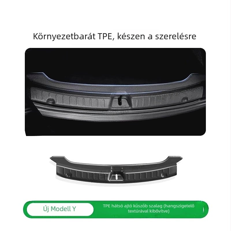 Tesla Model Y3 csomagtérajtó küszöbvédő csík - PP anyag, ragasztós szerelés, oldalsó alkatrészekhez, adott modellre tervezve