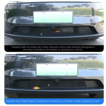Tesla Model Y első légcsatornájához illeszkedő leválasztható rovarvédő háló – snap-on kiegészítő