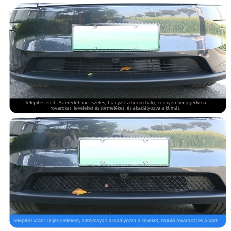 Tesla Model Y első légcsatornájához illeszkedő leválasztható rovarvédő háló – snap-on kiegészítő