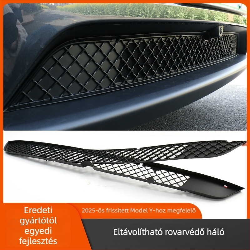 Tesla Model Y első légcsatornájához illeszkedő leválasztható rovarvédő háló – snap-on kiegészítő