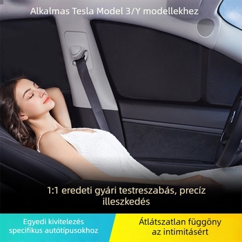 Tesla Model Y ablakokra szóló árnyékoló függönyök – teljes sötétítés, napvédelem, hőszigetelés és magánélet védelem