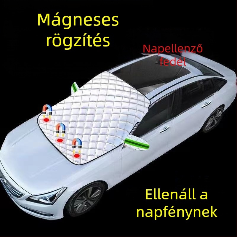 Univerzális autó mágneses hóvédő és napellenző az első szélvédőre, vastag téli kialakítás, fagykárok elleni védelem