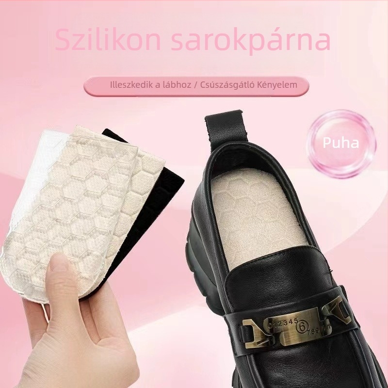 Szilikon sarokpárna ív-támogatással a talpbetétben, ütéscsillapító, csúszásmentes öntapadó, masszázs részecskékkel, sneakershez, hétköznapi és munkacipőkhöz