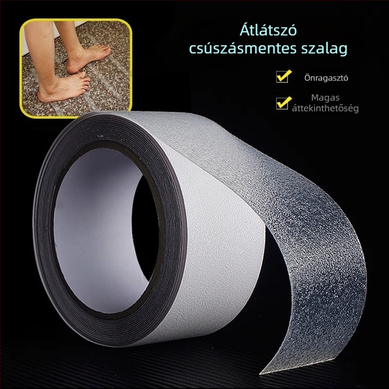 Matt felületű csúszásmentes szalag PVC alapú, gumi alapú ragasztóval, 1 mm vastagságú, -40…100°C (rövid táv) / -20…60°C (hosszú táv), öntapadó